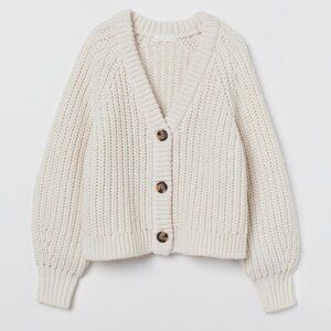 HM Rib-Knit Cardigan. Cream. NWT. Medium. Chunky.